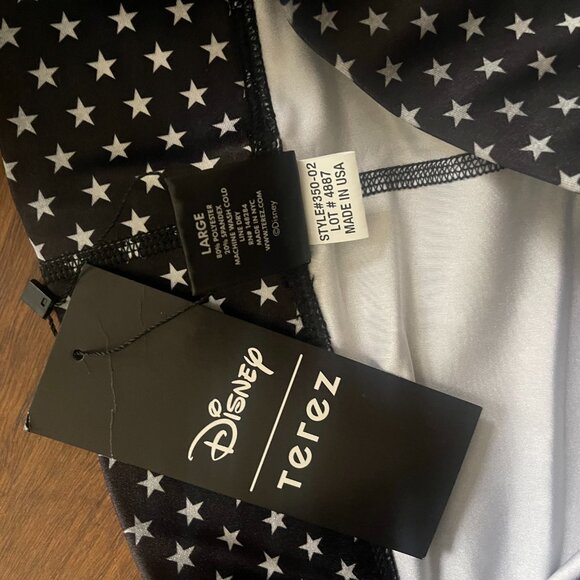 Terez x Disney Black Star Leggings Mickey & Minnie Kissing NWT - Picture 6 of 6